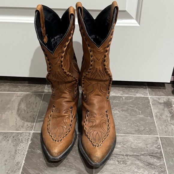 Dan Post Vintage Brown Western Leather Cowboy Boots Sz 8 Phoenix 26644 - Picture 3 of 13